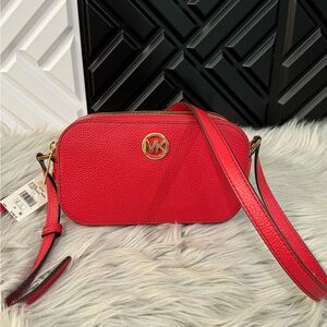 Michael by Michael Kors Fulton Double Zipper Leather Crossbody Bag. NWT